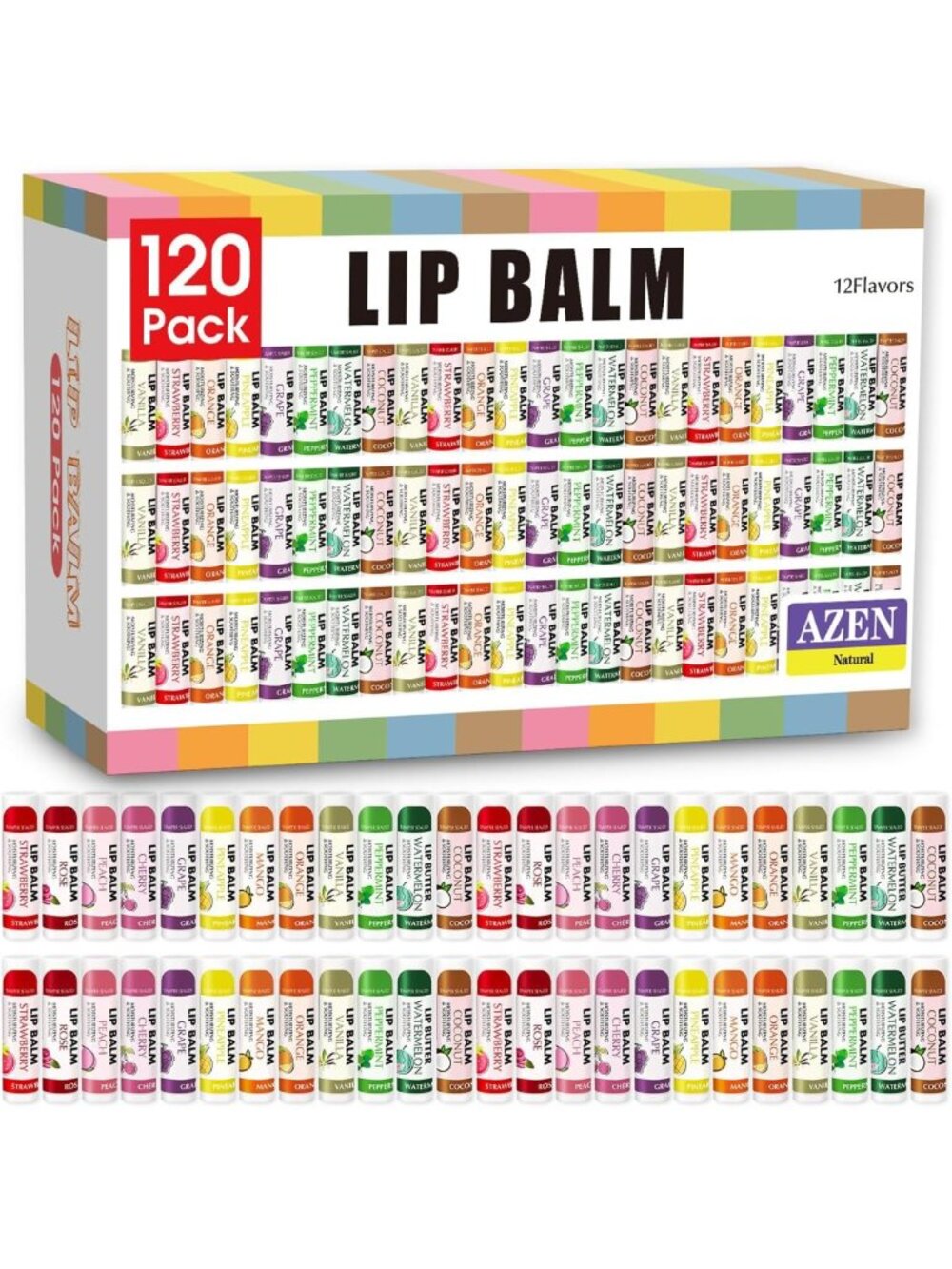 120 Pack Moisturizing Lip Balms for Dry Cracked Lips - Perfect Valentine's